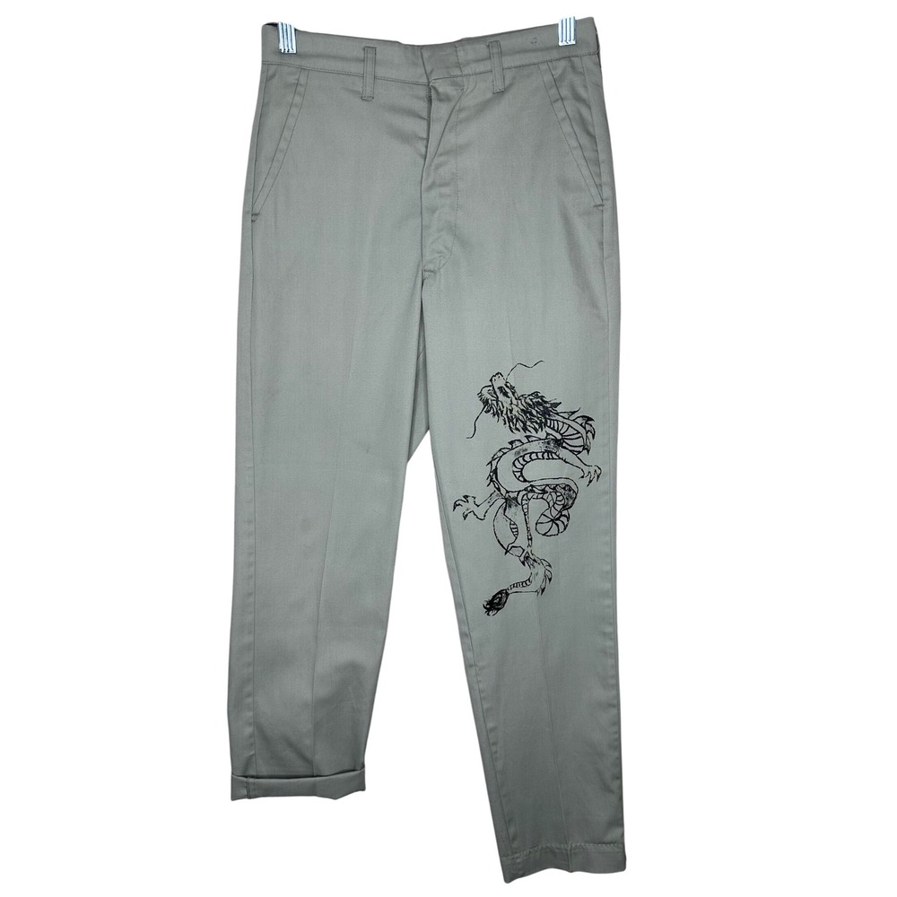 Koratron VTG‎ Chino Pants Dragon Graphic Embroidered Trousers Women's Size 26
